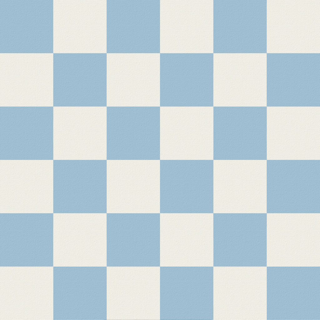Damson blue check lined drum shade - Miola