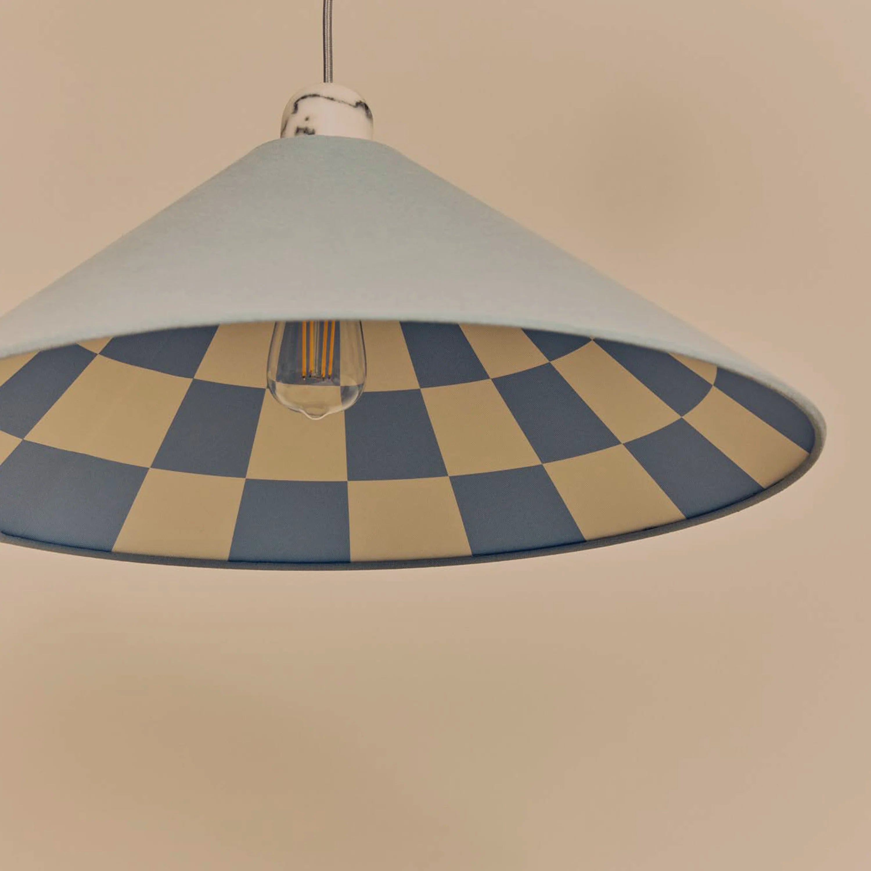 Damson blue check lined cone shade - Miola