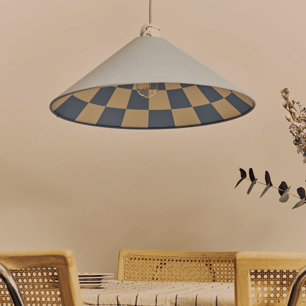 Damson blue check lined cone shade - Miola