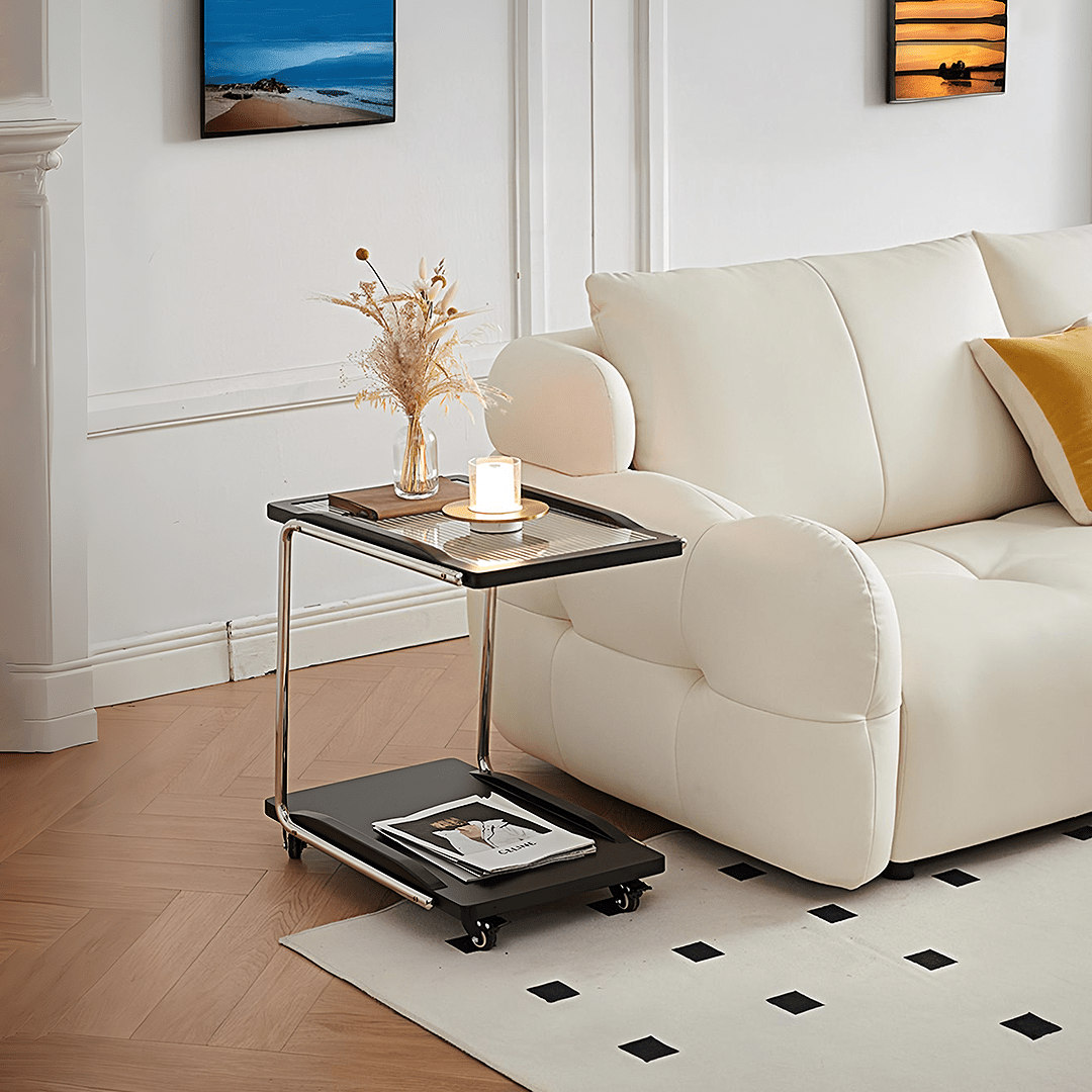 Demetrius Side Table With Trolleys, Black - Miola