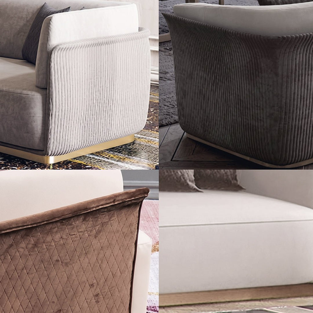 Demure Three Seater Sofa, Velvet - Miola