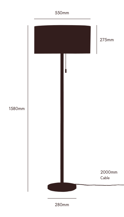 Wood & brass disk floor lamp - Miola