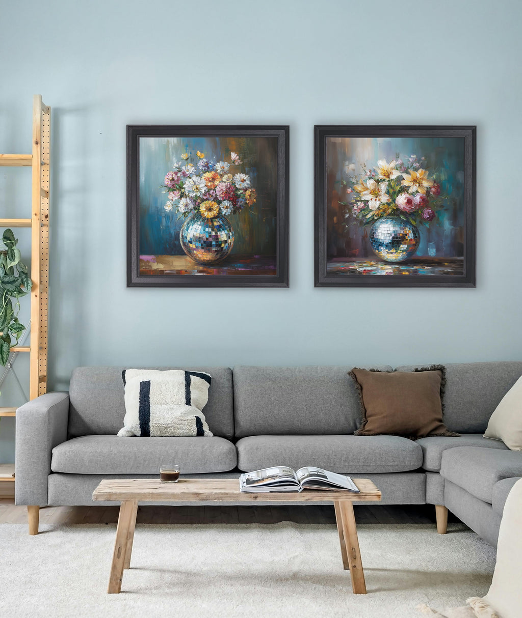 Disco Lilies & Roses - Black Hurstwood Square Frame