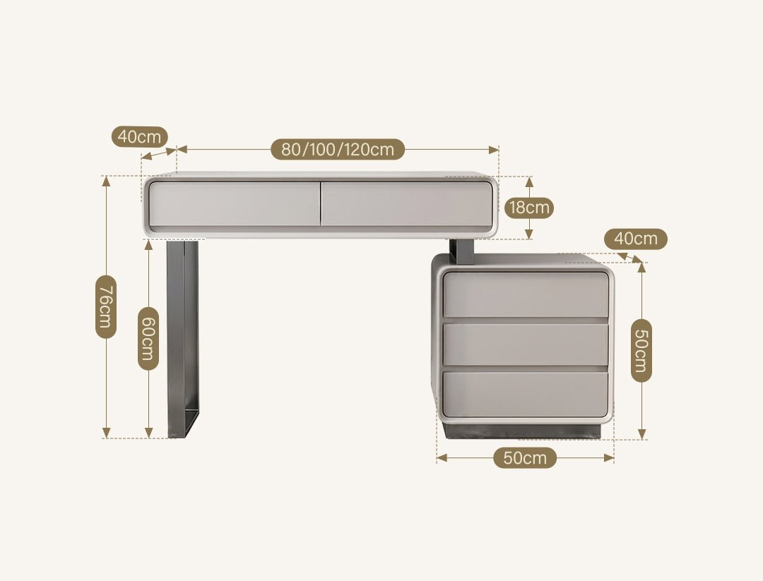 Dobson Dressing Table With LED Mirror, Light Grey - Miola