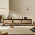 Dogon Rattan TV Stand, Black, Solid Wood - Miola