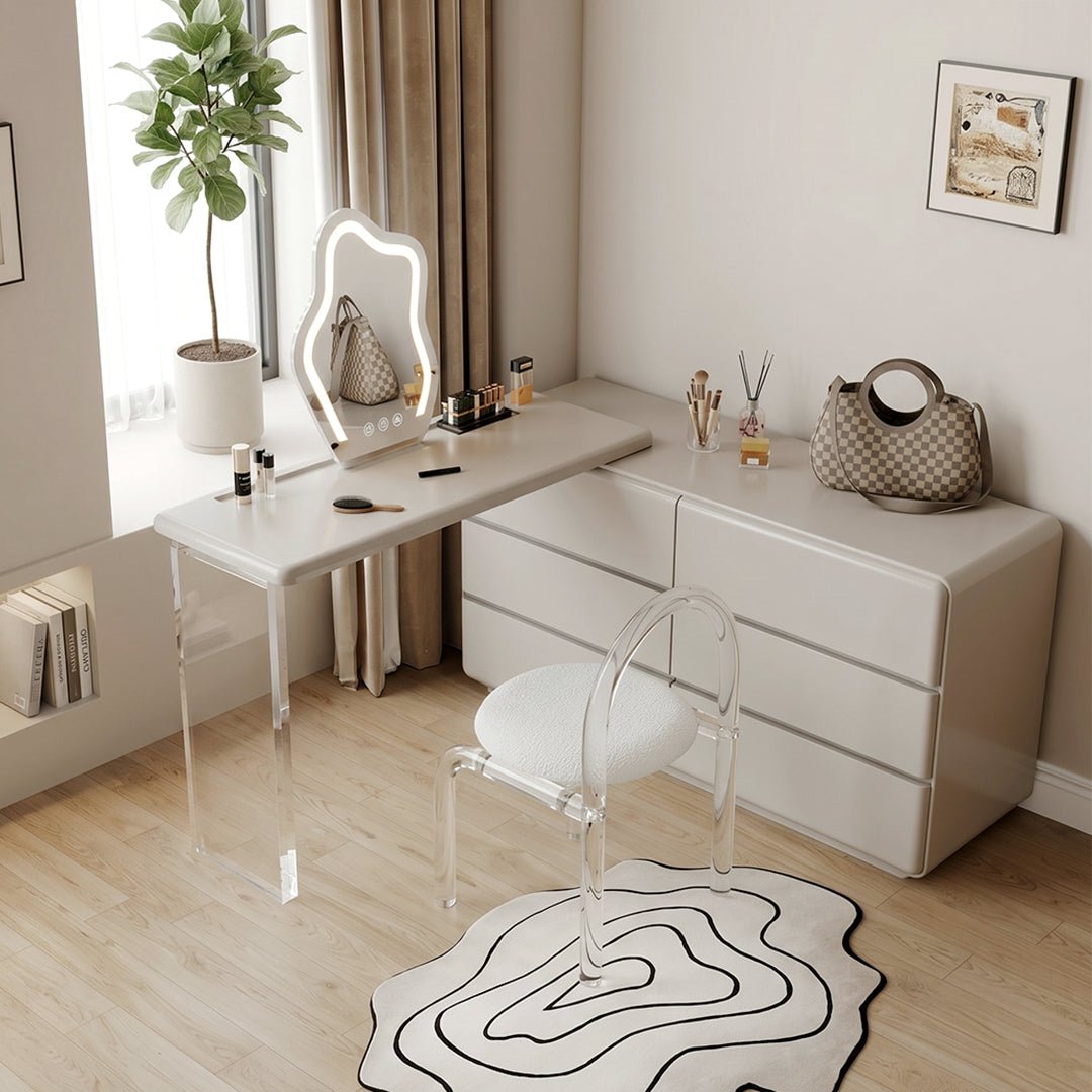 Dominic Dressing Table With Sideboard and LED Mirror - Miola