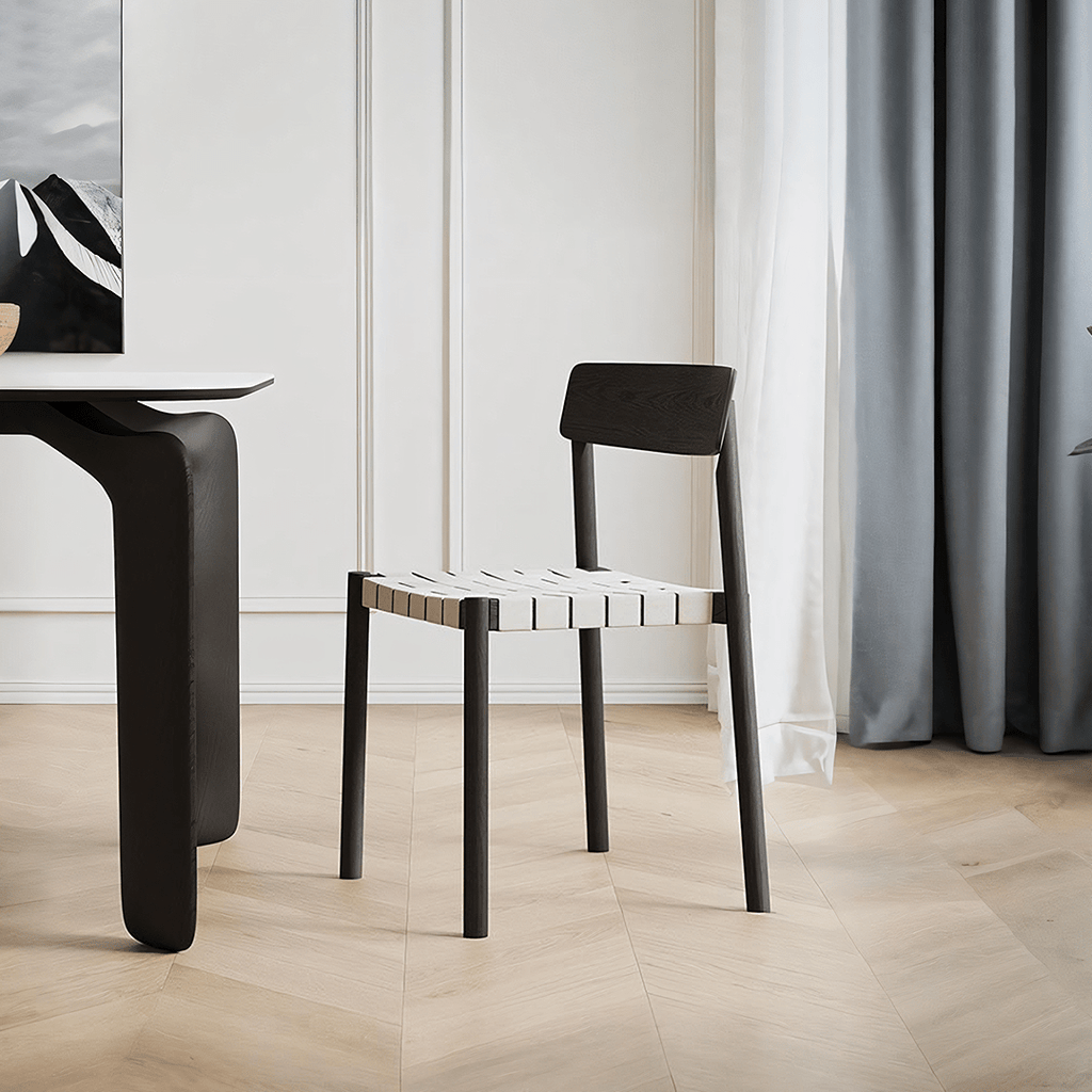 Eden Dining Chair, Black, Solid Wood & Linen - Miola