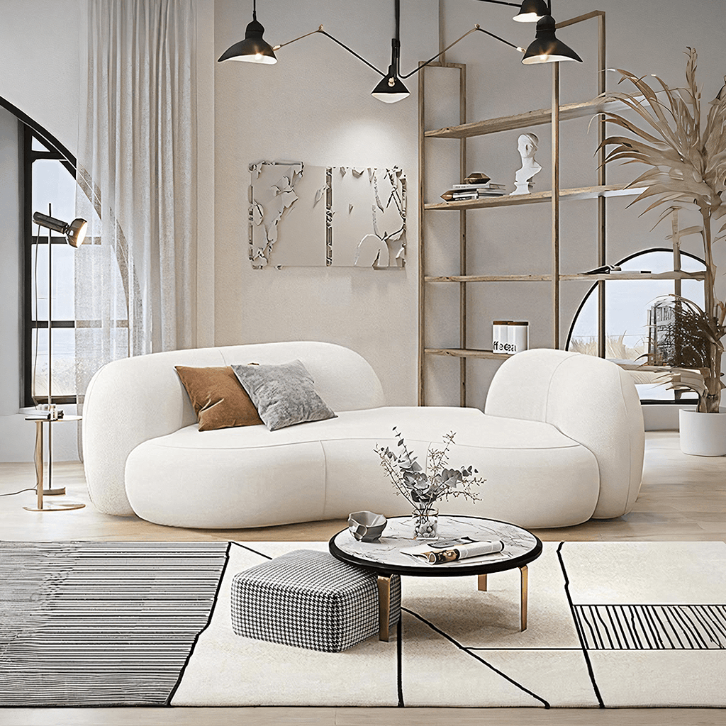 Elara Modern Curved Two Seater, Three Seater Sofa, Boucle - Miola