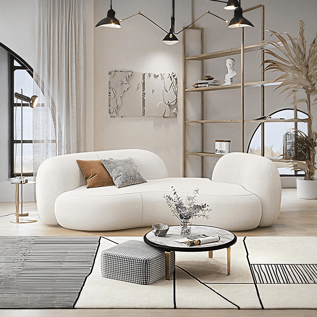 Elara Modern Curved Two Seater, Three Seater Sofa, Boucle - Miola