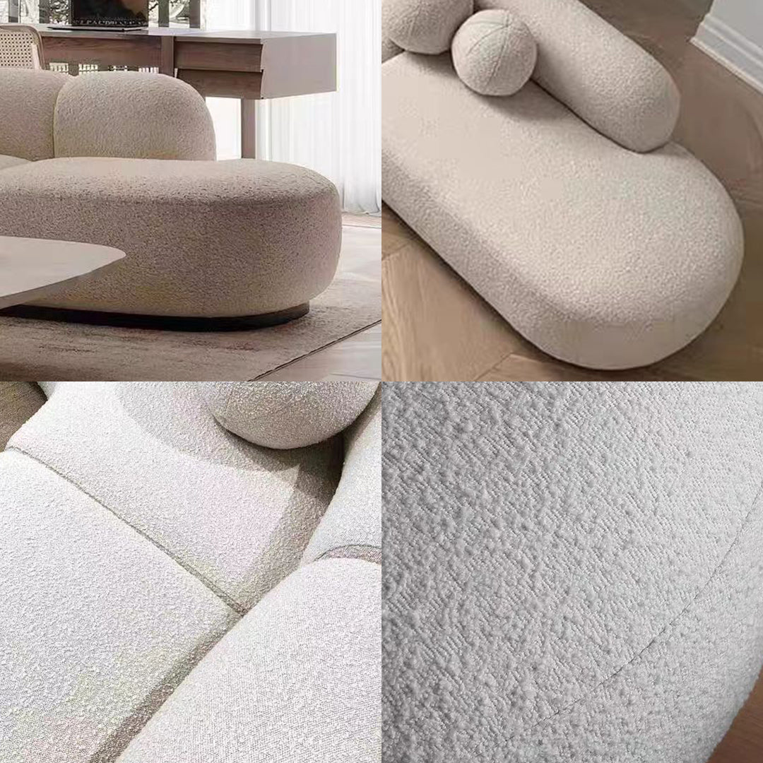 Eulalia Cream Curve Three Seater Sofa, Corner Sofa, Boucle - Miola