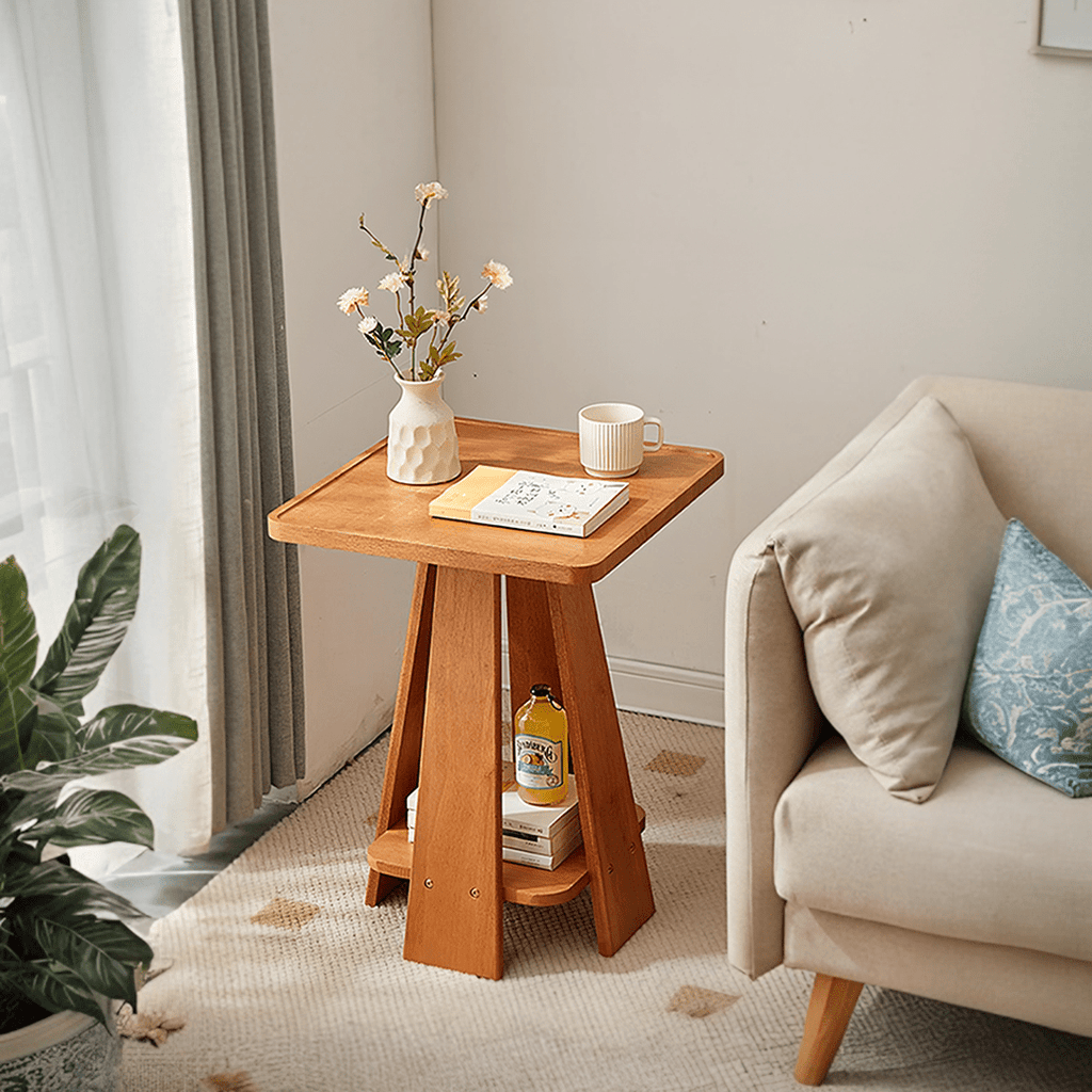 Eva Dne Side Table With Storage, Solid Wood - Miola