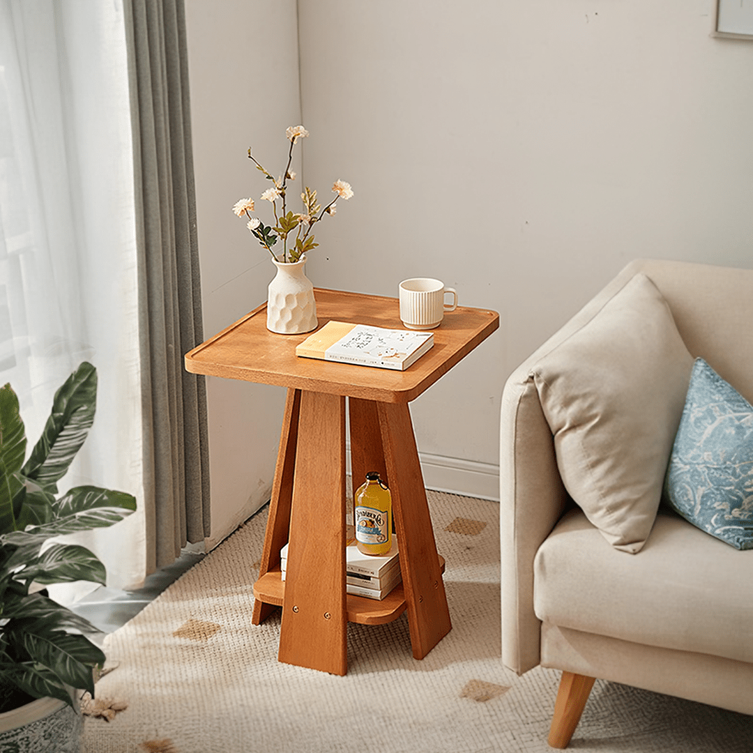 Eva Dne Side Table With Storage, Solid Wood - Miola