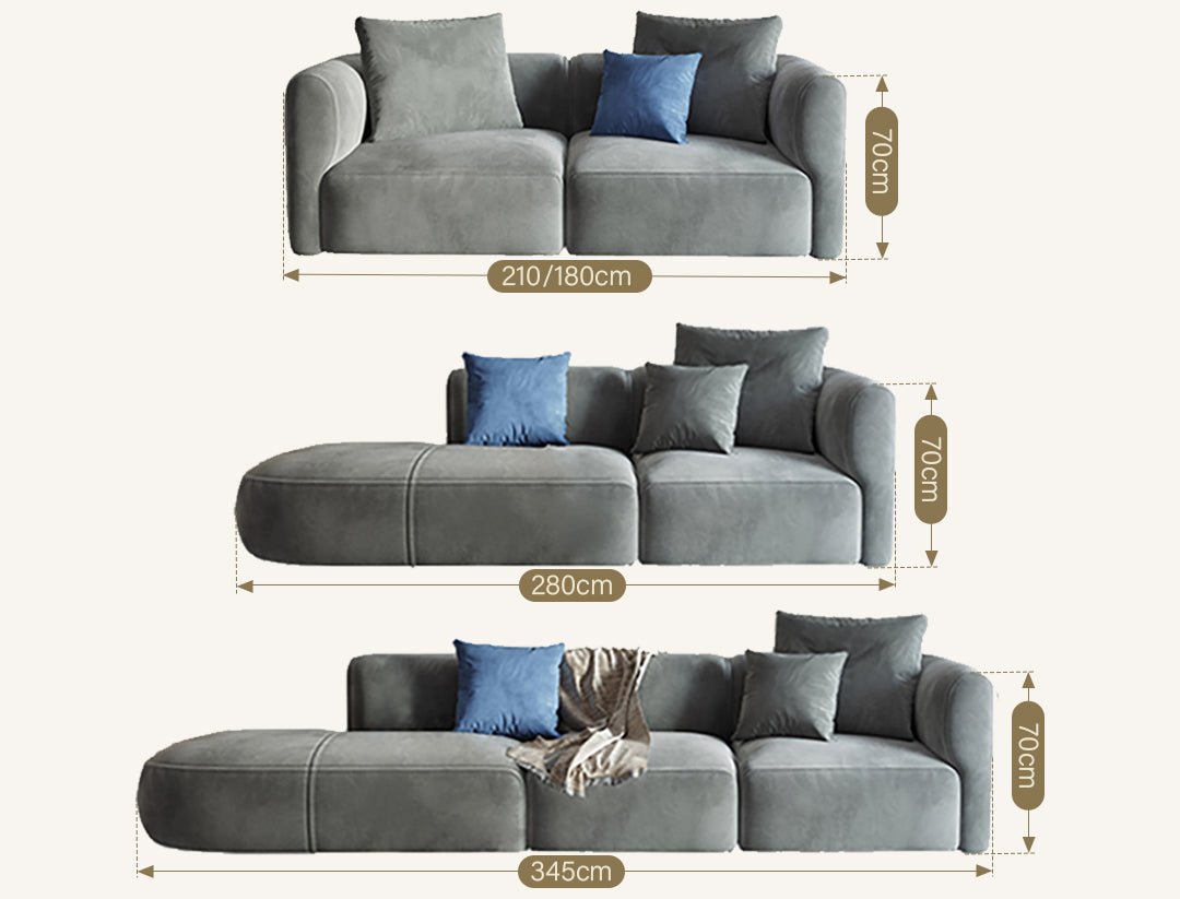 FIN Four Seater Sofa, Four Seater Corner Sofa, Grey Velvet - Miola