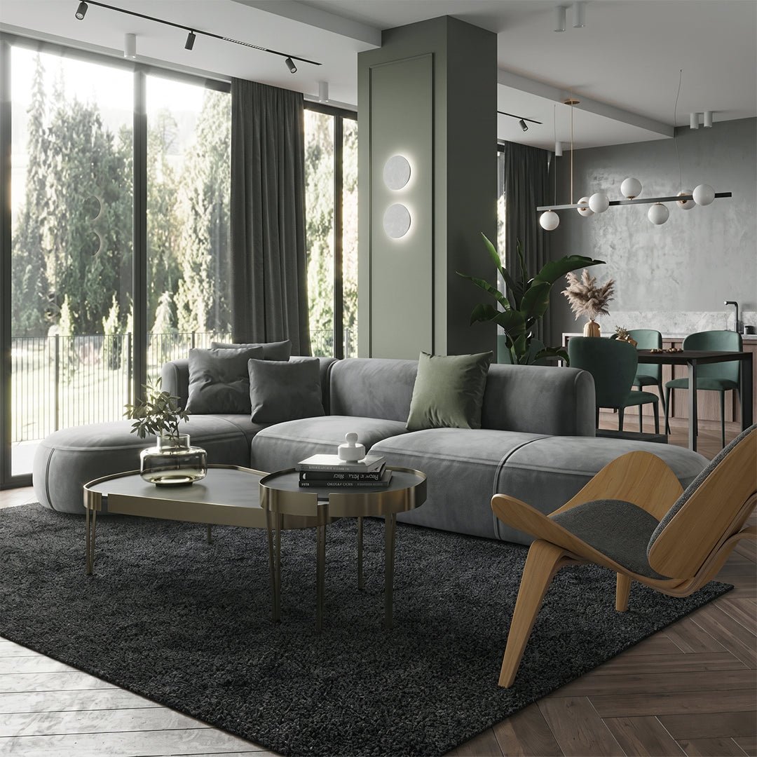 FIN Four Seater Sofa, Four Seater Corner Sofa, Grey Velvet - Miola
