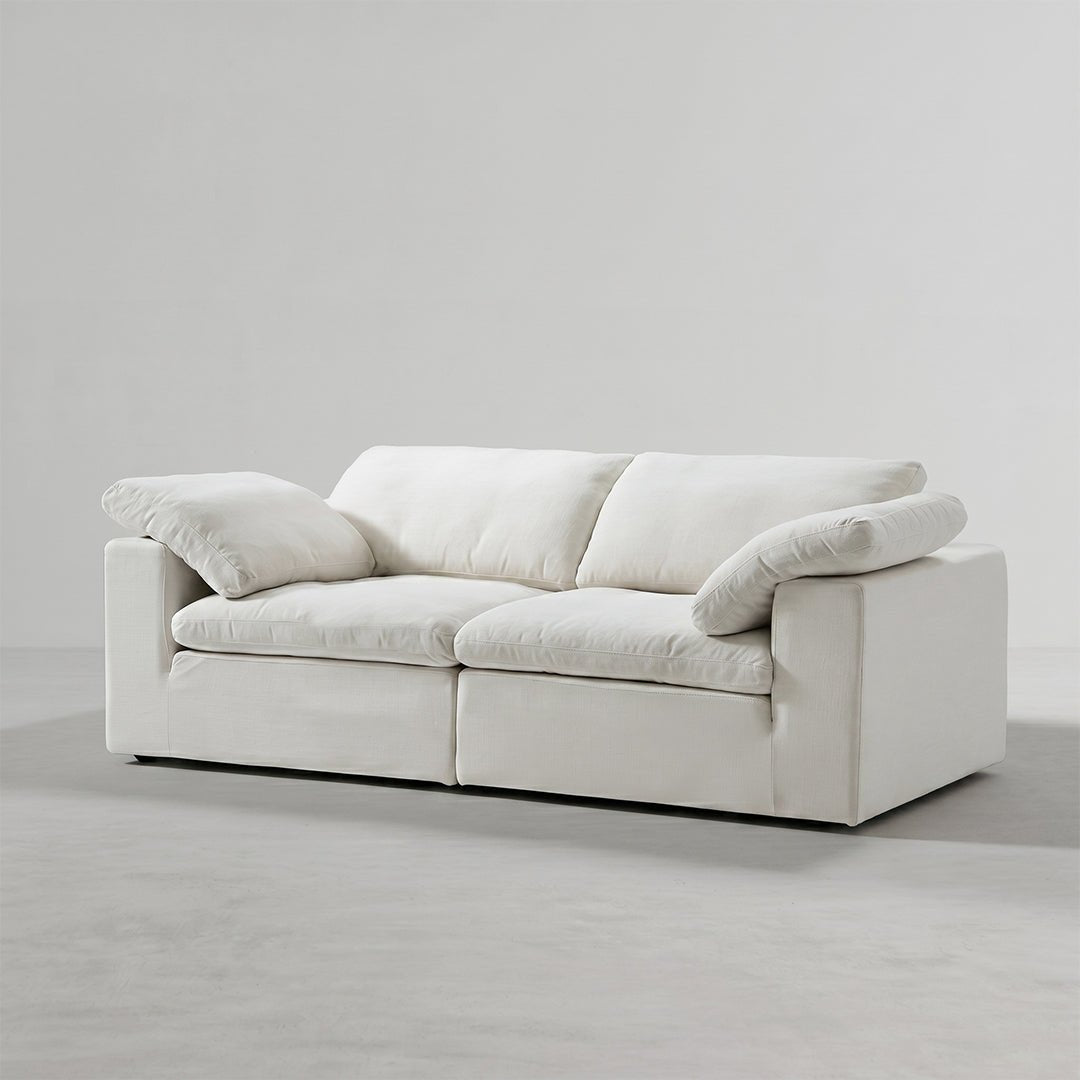 Farid Two Seater, Three Seater Sofa, Modular Sofa, White Linen - Miola