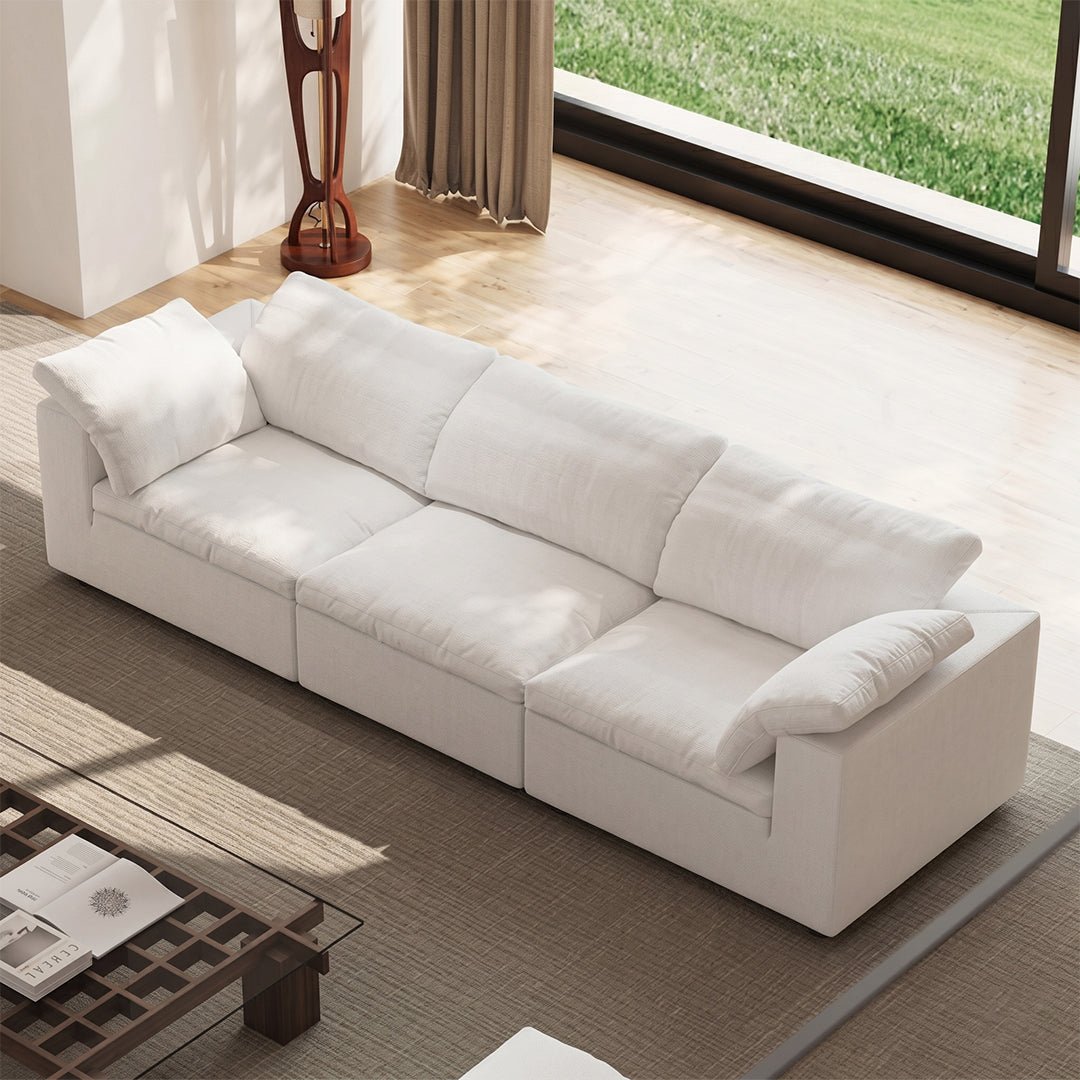 Farid Two Seater, Three Seater Sofa, Modular Sofa, White Linen - Miola