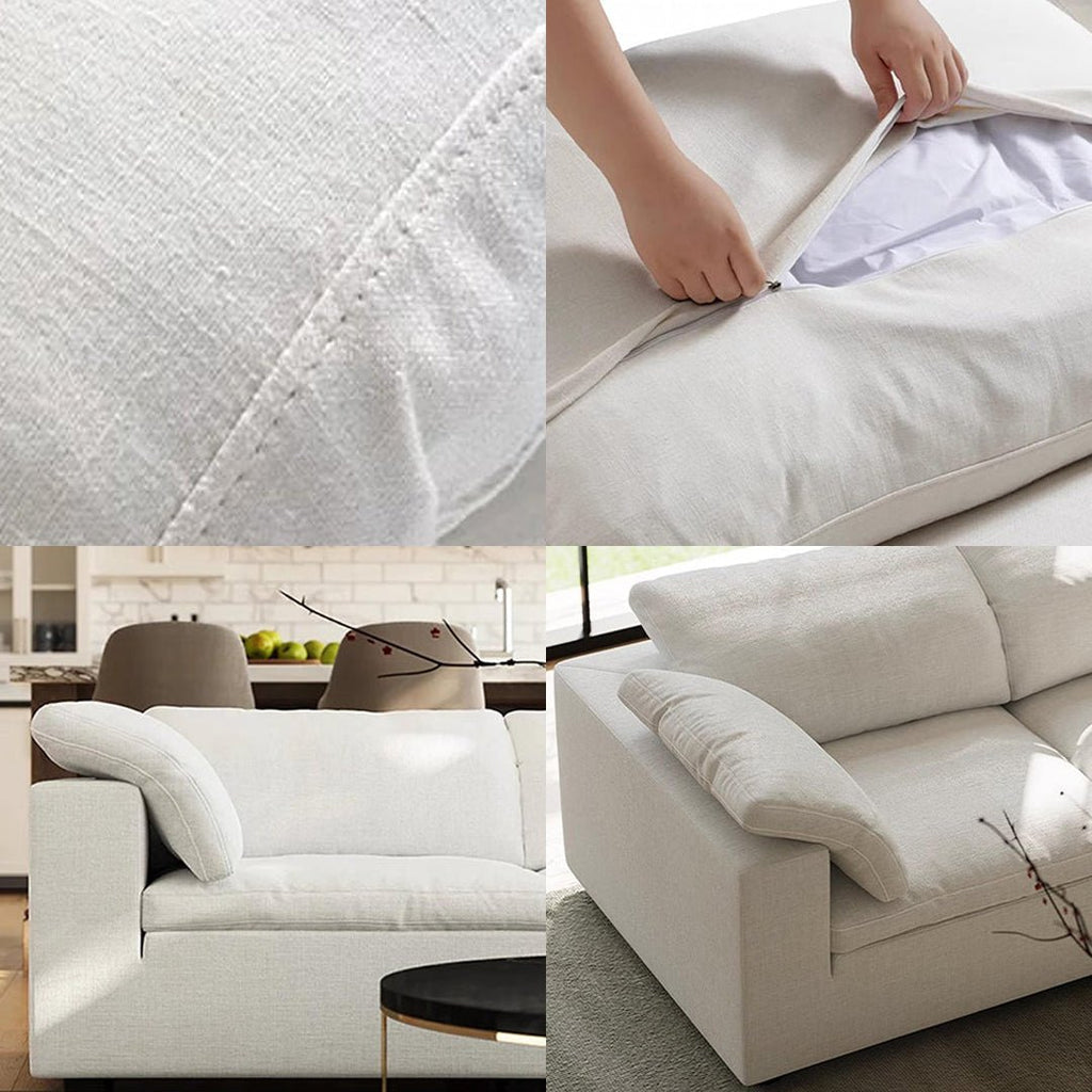 Farid Two Seater, Three Seater Sofa, Modular Sofa, White Linen - Miola