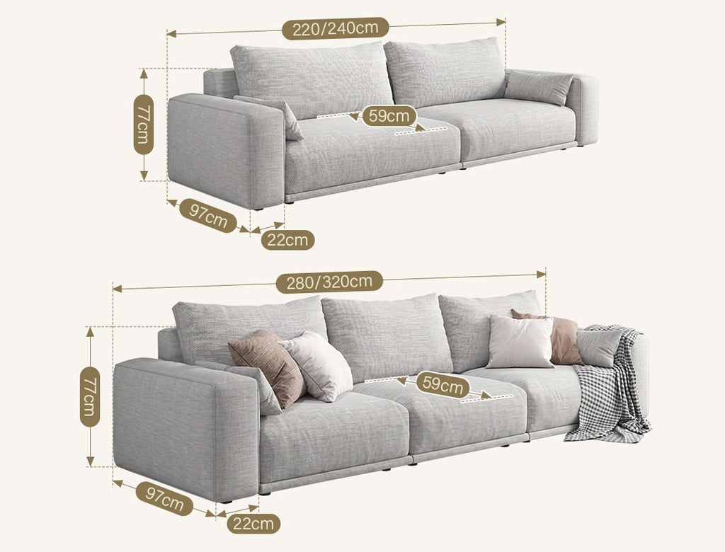 Frances Two Seater Sofa, Cotton Linen - Miola