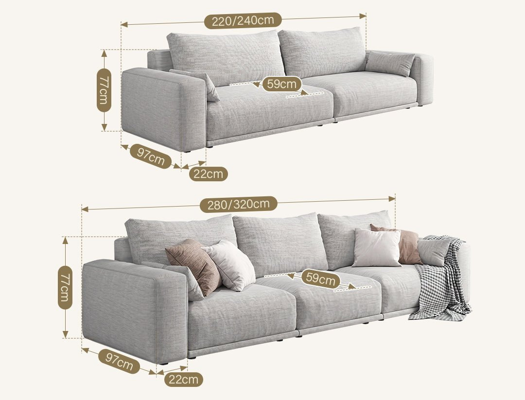 Frances Two Seater Sofa, Cotton Linen - Miola