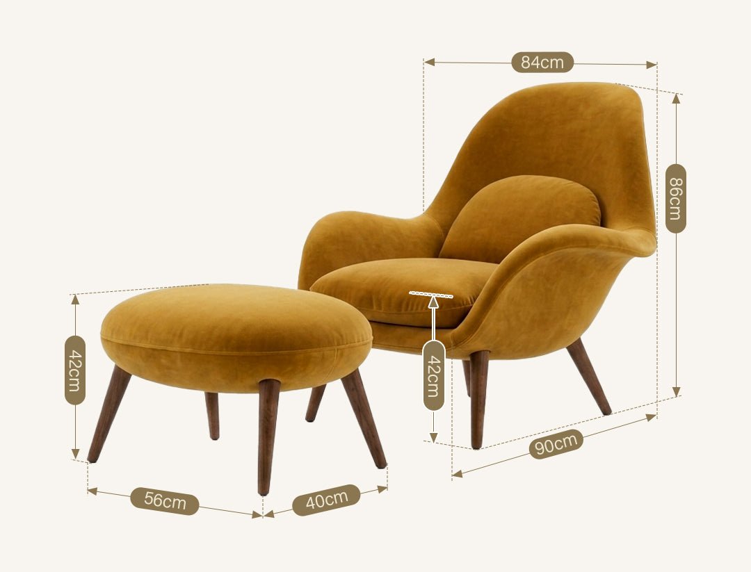 Fredericia Swoon Armchair And Footstool, Velvet - Miola