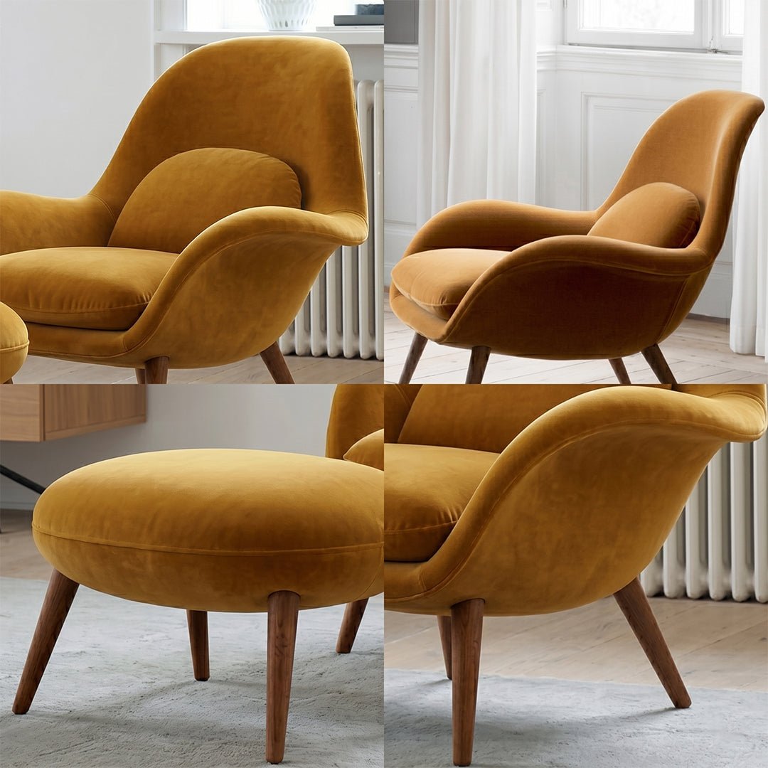 Fredericia Swoon Armchair And Footstool, Velvet - Miola