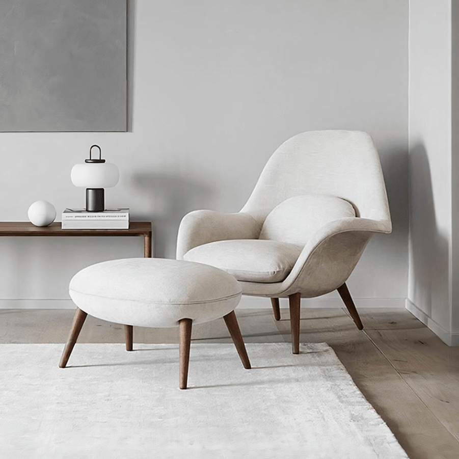 Fredericia Swoon Armchair And Footstool, Velvet - Miola