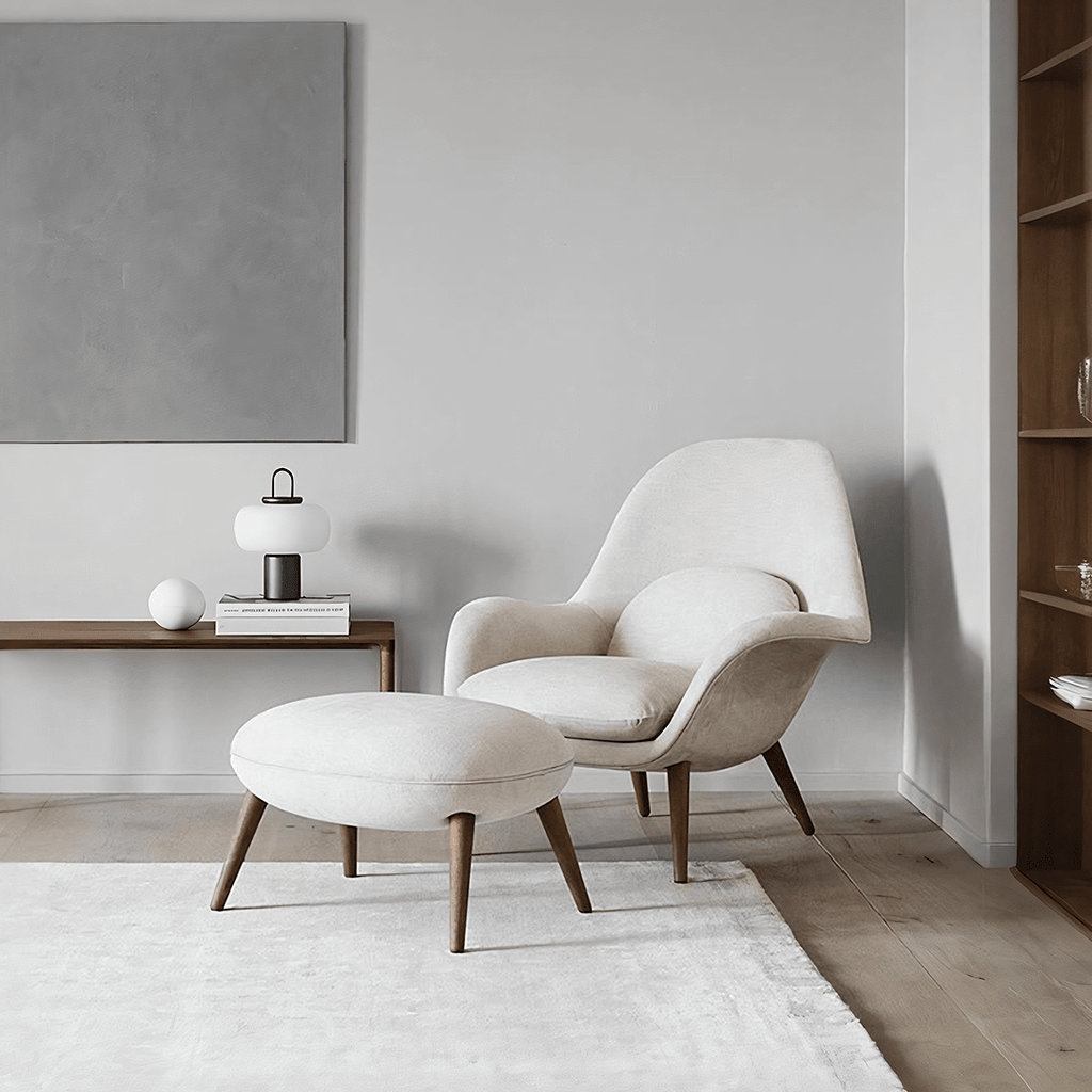 Fredericia Swoon Armchair And Footstool, Velvet - Miola