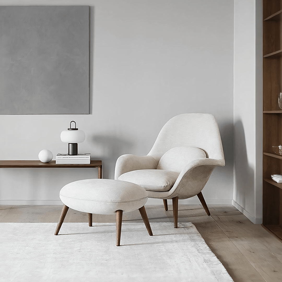 Fredericia Swoon Armchair And Footstool, Velvet - Miola