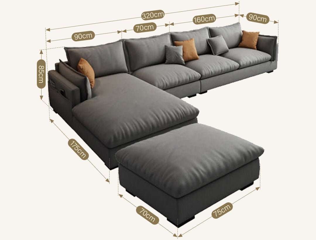 G918 Amos Three Seater Sofa Corner, Leathaire - Miola