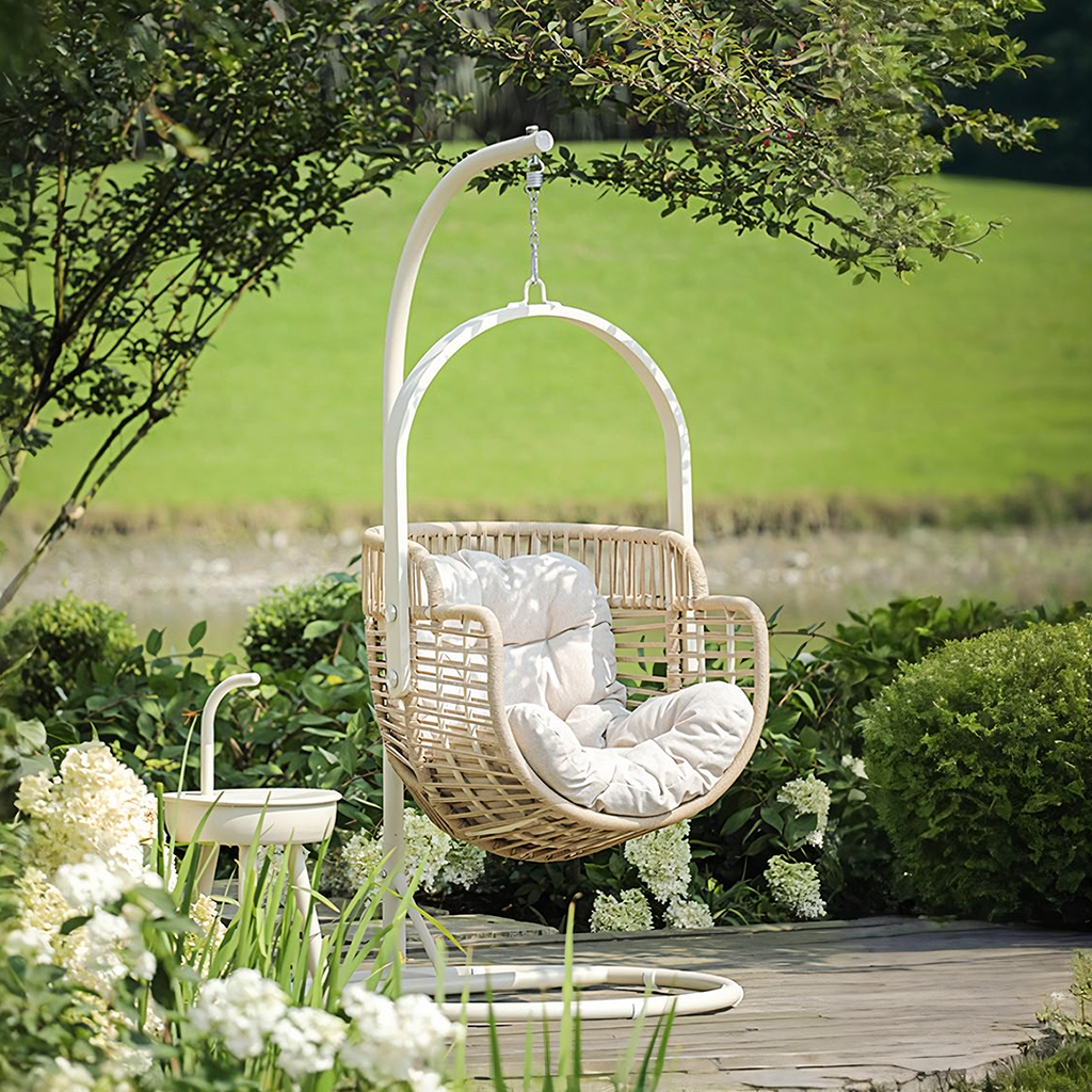 Galilea Rattan Garden Hanging Egg Chair with Stand