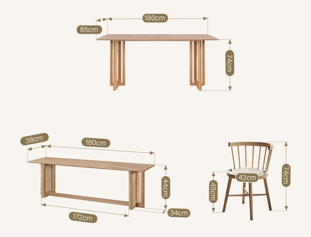 Gavril Rattan Dining Table, Oak, Rectangle - Miola