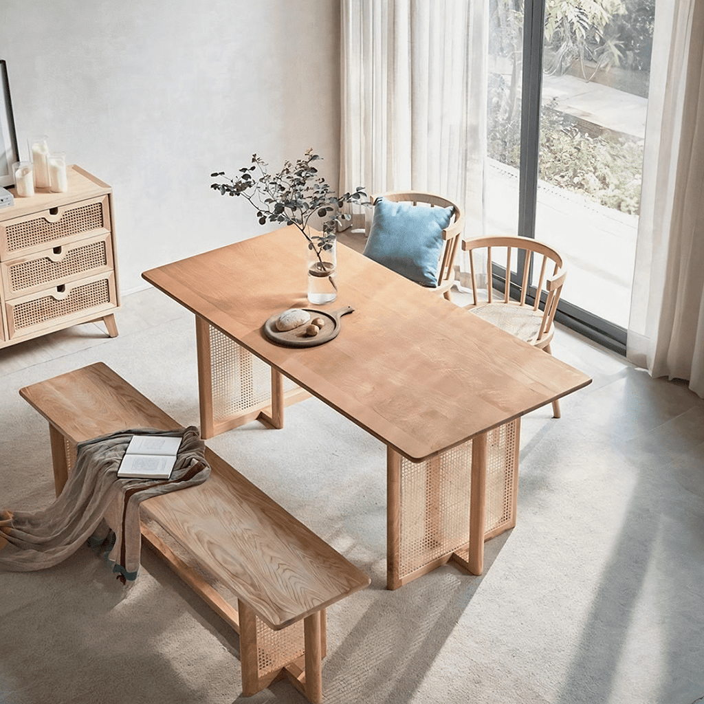 Gavril Rattan Dining Table, Oak, Rectangle - Miola