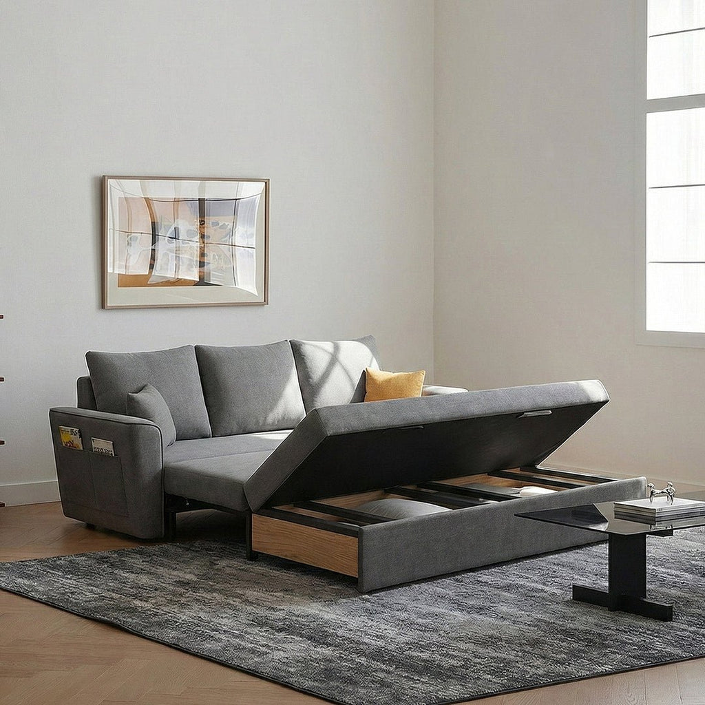 Gertrude Sofa Bed Single Seater, Two Seater, Linen - Miola
