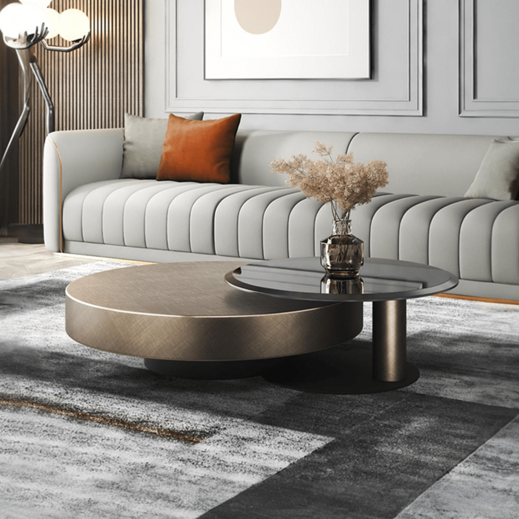 Gold Nesting Coffee Table, With Black Side Table - Miola