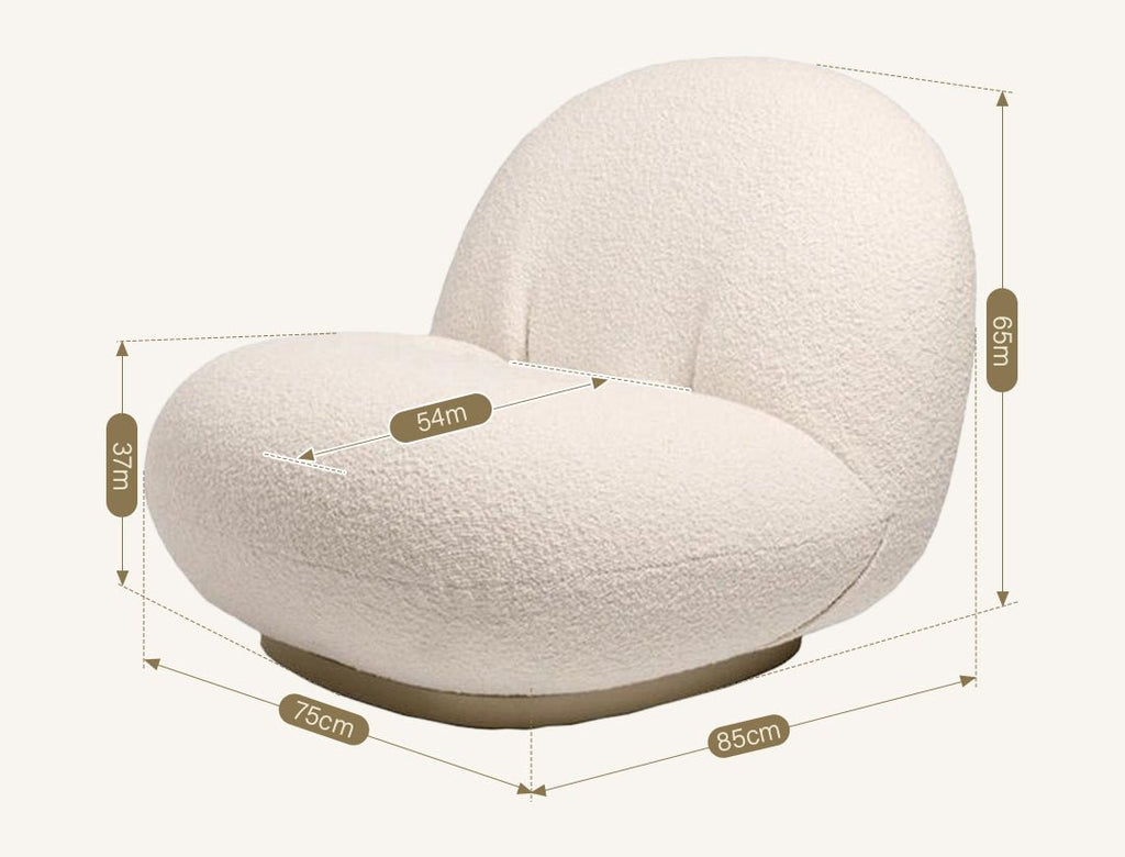 Gubi Pacha Swivel Accent Chair, Boucle With Gold Base - Miola