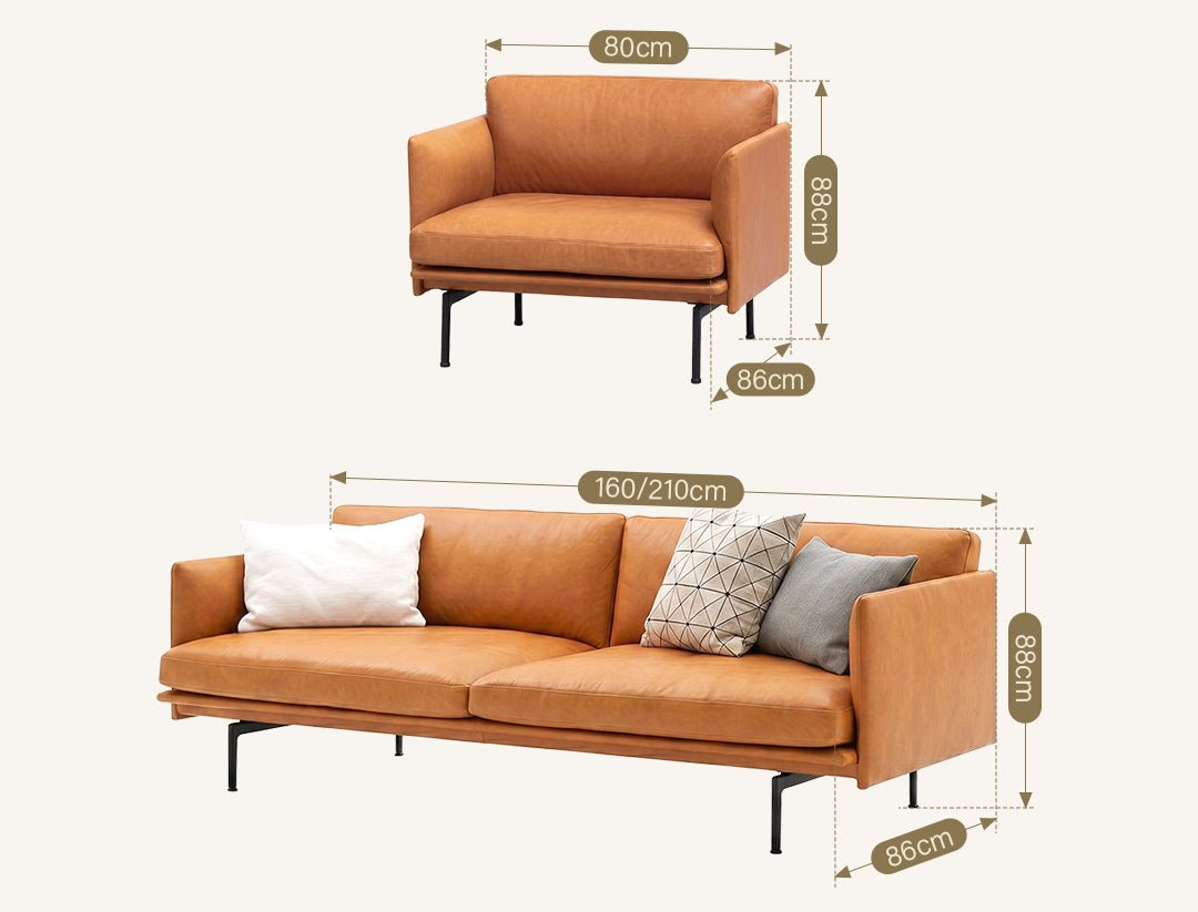 H81 Hamilton Two Seater / Three Seater Sofa, Italian Genuine Leather - Miola