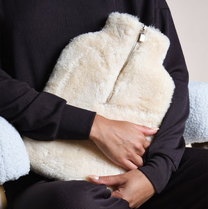 Faux Fur Hot Water Bottle Cover Cream