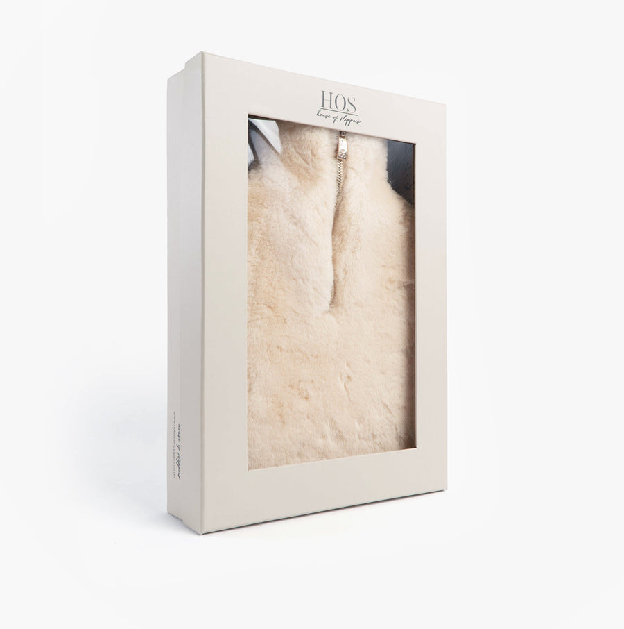 Faux Fur Hot Water Bottle Cover Cream