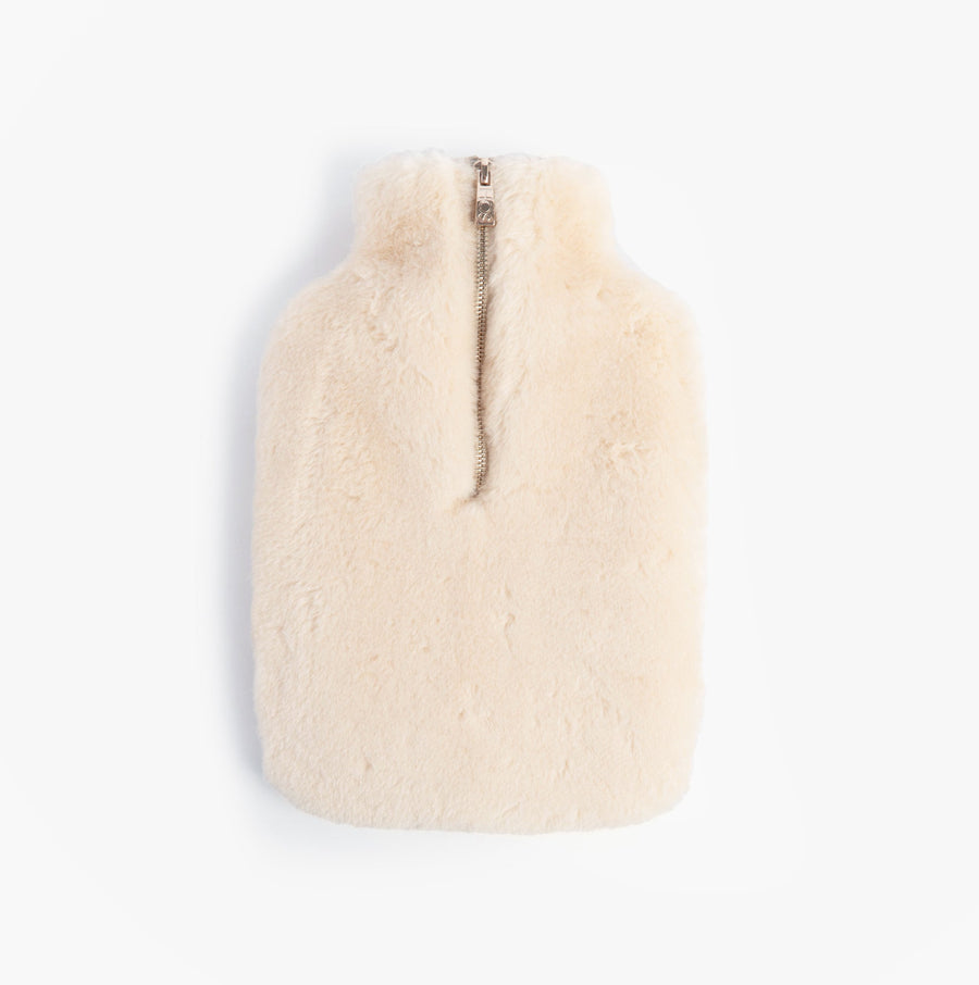 Faux Fur Hot Water Bottle Cover Cream