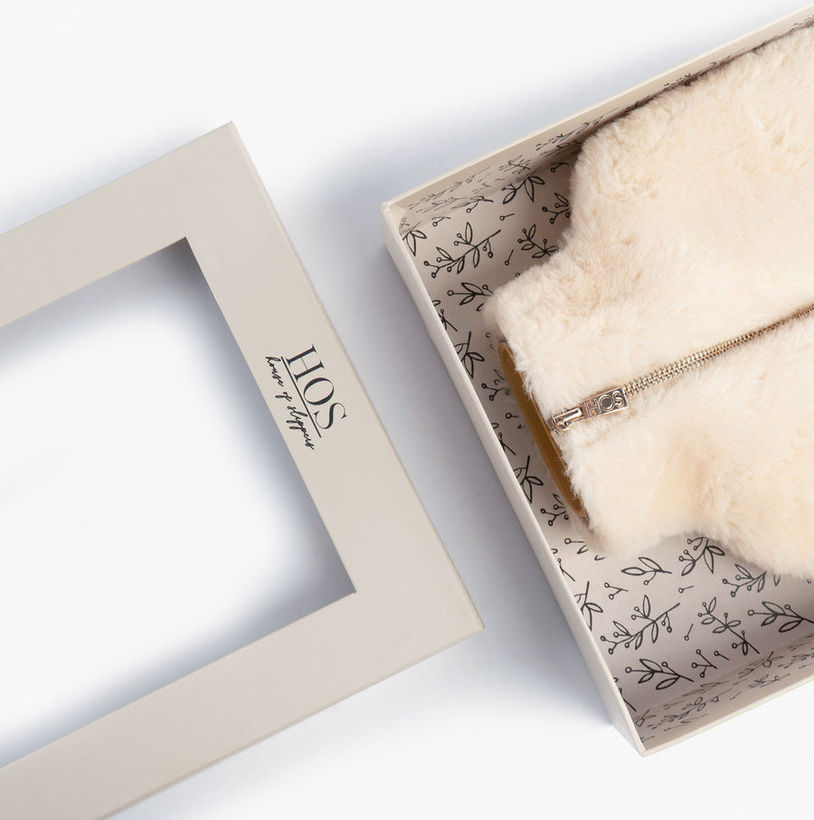 Faux Fur Hot Water Bottle Cover Cream
