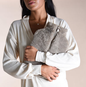 Faux Fur Hot Water Bottle Cover Grey