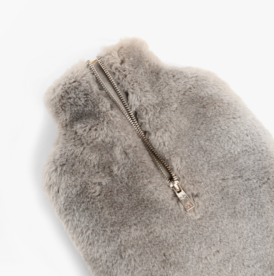 Faux Fur Hot Water Bottle Cover Grey