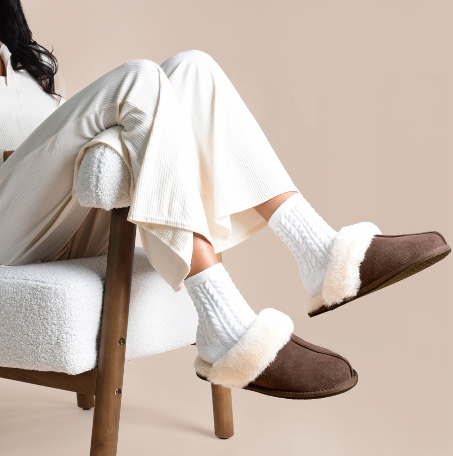 Real Sheepskin Mule Slippers Espresso