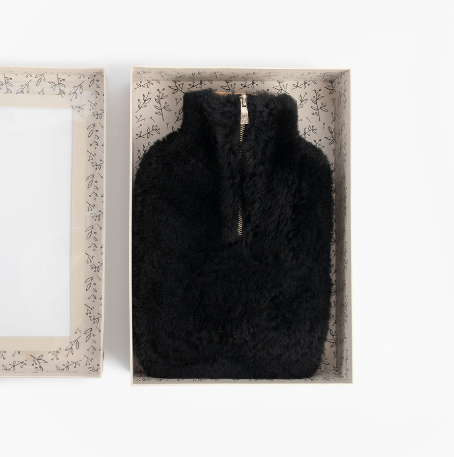 Sheepskin Hot Water Bottle Black