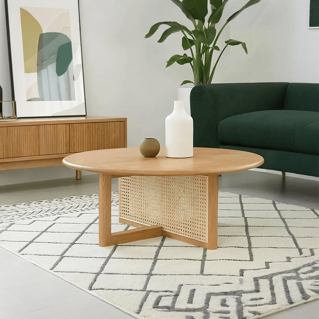 Dora Rattan Coffee Table, Light Oak - Miola
