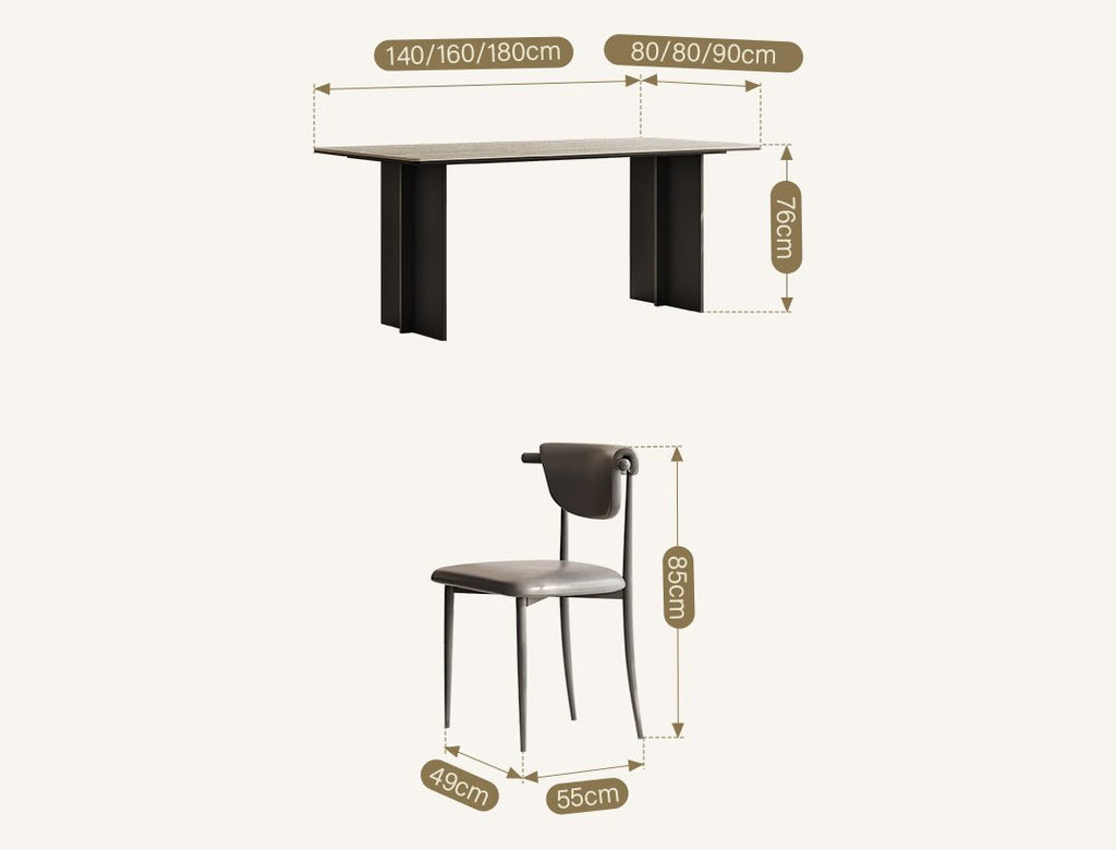 Hasegawa Dining Table, Sintered Stone With Black Legs - Miola