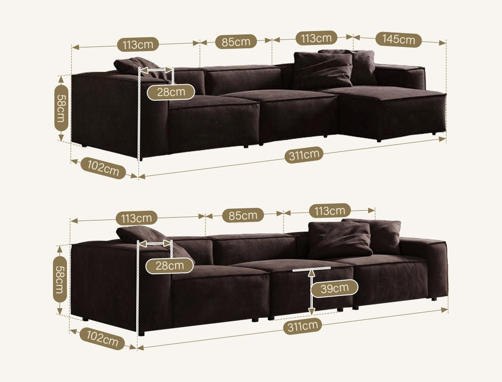 Hee Nordic Sofa, Two Seater, Three Seater Sofa, Corner Sofa, Suede - Miola