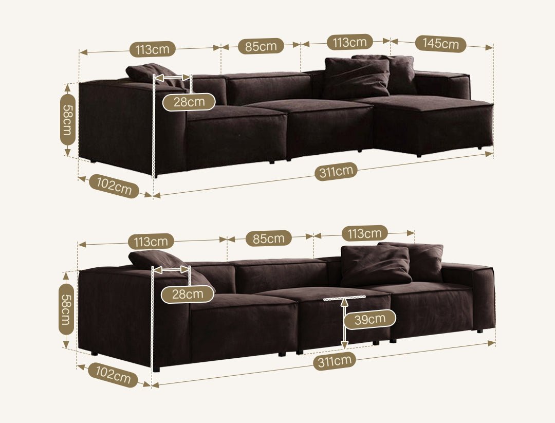 Hee Nordic Sofa, Two Seater, Three Seater Sofa, Corner Sofa, Suede - Miola