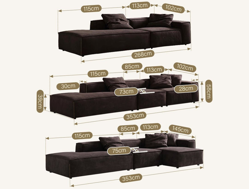 Hee Nordic Sofa, Two Seater, Three Seater Sofa, Corner Sofa, Suede - Miola