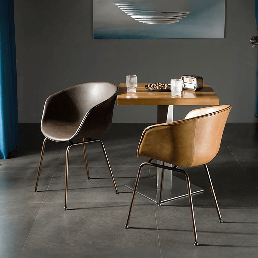 A Set of 2 Herron Dining Chairs, PU Leather - Miola